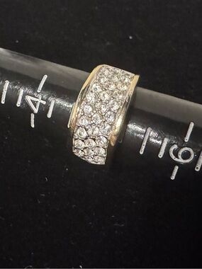 Vintage EDCO Cubic Zirconia Ring Gold Tone Plated Wide Band CZ Size 5